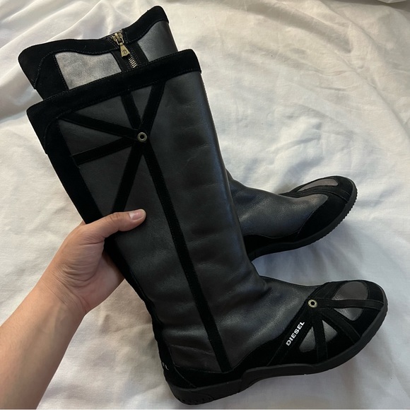 RARE Diesel Knee High Moto Boots - Picture 6 of 7